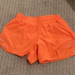 NWOT neon orange lululemon hotty hot shorts!